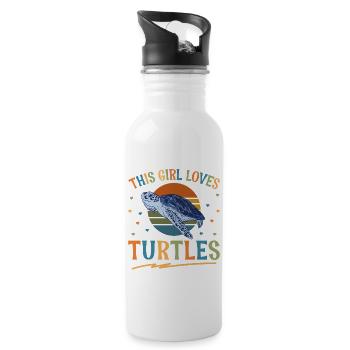 Sea Turtle Tortoise Retro Vintage - Trinkflasche mit integriertem Trinkhalm - Weiß - Rechts