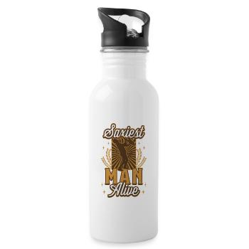 Saxiest Man Alive, Lustiges Saxophon - Trinkflasche mit integriertem Trinkhalm - Weiß - Rechts