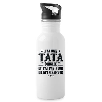 J'ai Une Tata Cinglée - Gourde avec paille intégrée - blanc - Droite