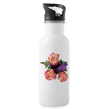 Bouquet de roses à la lueur lavande - Gourde avec paille intégrée - blanc - Droite