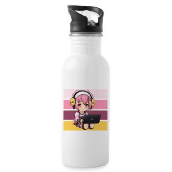 Gaming Console PC Gamer Girl Gamer Girl - Water bottle with straw - white - Right