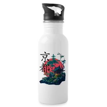 Japanese Dojo - Trinkflasche mit integriertem Trinkhalm - Weiß - Rechts
