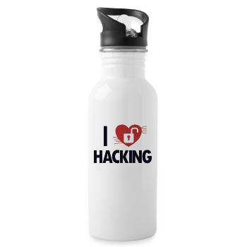 J’adore Hacking Phishing Sniffer Social - Gourde avec paille intégrée - blanc - Droite
