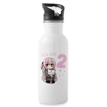 2 Jahre Mädchen Anime Kawaii Katze 2. Geburtstag - Trinkflasche mit integriertem Trinkhalm - Weiß - Rechts
