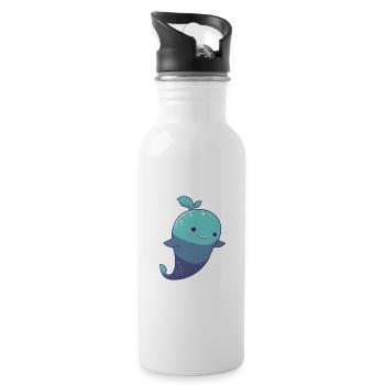 Cute cute whale - Water bottle with straw - white - Right