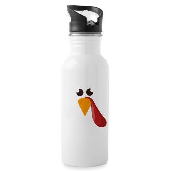 Thanksgiving Day Truthahn Gesicht Lustige Gobble - Trinkflasche mit integriertem Trinkhalm - Weiß - Rechts