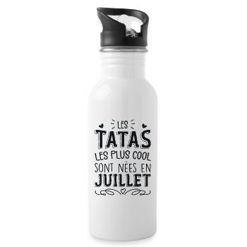 Anniversaire Tante Tata Juillet Cadeau - Gourde avec paille intégrée - blanc - Droite