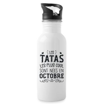 Anniversaire Tante Tata Octobre Cadeau - Gourde avec paille intégrée - blanc - Droite
