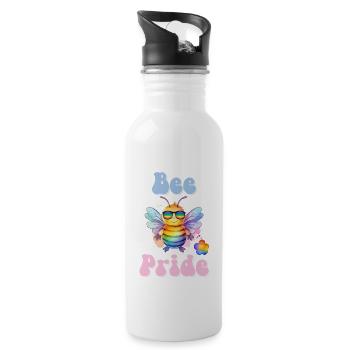 Lustige pride Biene Regenbogenfarben Sonnenbrille - Trinkflasche mit integriertem Trinkhalm - Weiß - Rechts