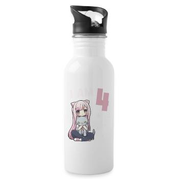 4 ans Fille Anime Kawaii Cat 4ème anniversaire - Gourde avec paille intégrée - blanc - Droite