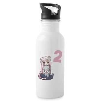 2 Jahre Mädchen Anime Kawaii Katze 2. Geburtstag - Trinkflasche mit integriertem Trinkhalm - Weiß - Rechts