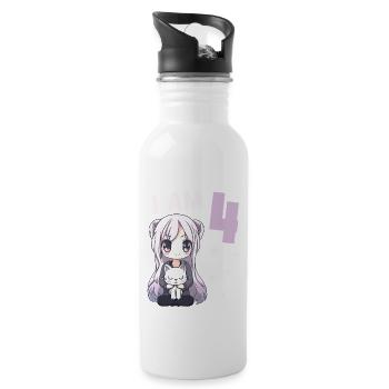 4 ans Fille Anime Kawaii Cat 4ème anniversaire - Gourde avec paille intégrée - blanc - Droite