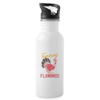 Ich sehe keinen Truthahn Ich bin ein Flamingo-Rosa - Trinkflasche mit integriertem Trinkhalm - Weiß - Rechts