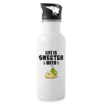Life Is Sweeter With Pear - Water bottle with straw - white - Right