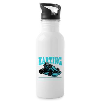 Race Hard Or Go Home Karting Pure Adrenalin - Trinkflasche mit integriertem Trinkhalm - Weiß - Rechts