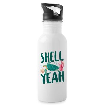 Sea Turtle Tortoise Pun Shell Yeah - Trinkflasche mit integriertem Trinkhalm - Weiß - Rechts