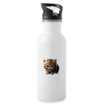 Ich bin schon wieder total unterzuckert Katze - Trinkflasche mit integriertem Trinkhalm - Weiß - Rechts