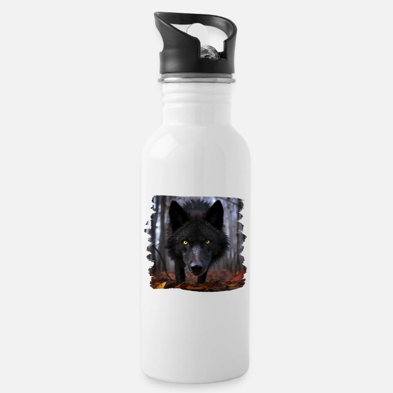 Loups loup réaliste - Gourde avec paille intégrée - blanc