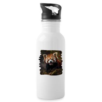 Little Panda realistic Red Panda Pandas - Water bottle with straw - white - Right