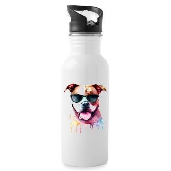 Pitbull - Trinkflasche mit integriertem Trinkhalm - Weiß - Rechts