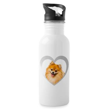 Dog Lovers - Dogs Heart - Miniature Spitz - Water bottle with straw - white - Right