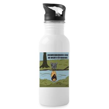 Wildschwein fühlt sich als Löwe / Löwin - Trinkflasche mit integriertem Trinkhalm - Weiß - Rechts
