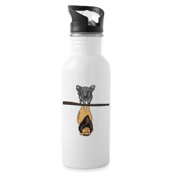 Wildschwein fühlt sich als Löwe / Löwin - Trinkflasche mit integriertem Trinkhalm - Weiß - Rechts