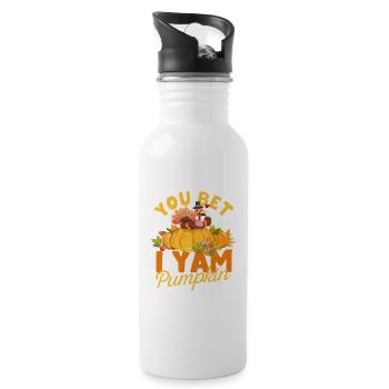 You Bet I Yam Pumpkin Pie Funny Thanksgiving - Trinkflasche mit integriertem Trinkhalm - Weiß - Rechts