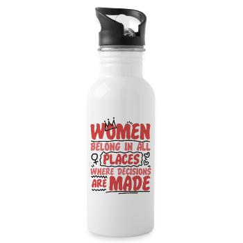 Feminist Women Belong In All - Water bottle with straw - white - Right