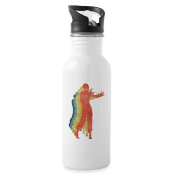 Zombie Man Walking Retro Vintage Color - Water bottle with straw - white - Right