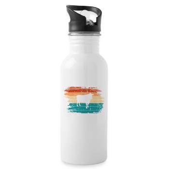 Kuh Retro Muh Landwirt Milch Bauernhof Geschenk - Trinkflasche mit integriertem Trinkhalm - Weiß - Rechts