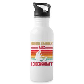 Hundetrainer aus Leidenschaft Hundeschule Hundetra - Trinkflasche mit integriertem Trinkhalm - Weiß - Rechts