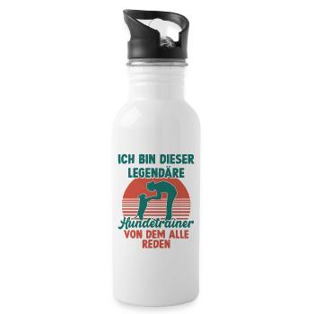 Ich bin dieser legendäre Hundetrainer Hundeschule - Trinkflasche mit integriertem Trinkhalm - Weiß - Rechts