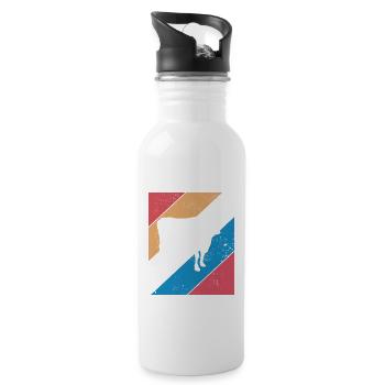 Kuh Retro Muh Landwirt Milch Bauernhof Geschenk - Trinkflasche mit integriertem Trinkhalm - Weiß - Rechts