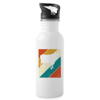 Kuh Retro Muh Landwirt Milch Bauernhof Geschenk - Trinkflasche mit integriertem Trinkhalm - Weiß - Rechts