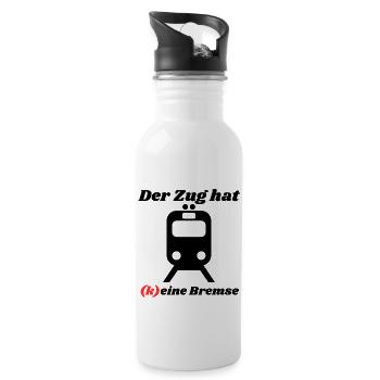 Der Zug hat keine Bremse! Party, Mallorca, JGA! - Trinkflasche mit integriertem Trinkhalm - Weiß - Rechts