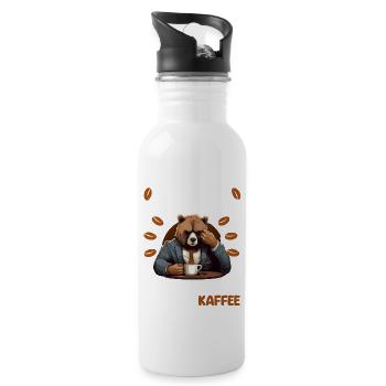Kaffee Redet Nicht Beruf Job Spruch Morgenmuffel - Trinkflasche mit integriertem Trinkhalm - Weiß - Rechts
