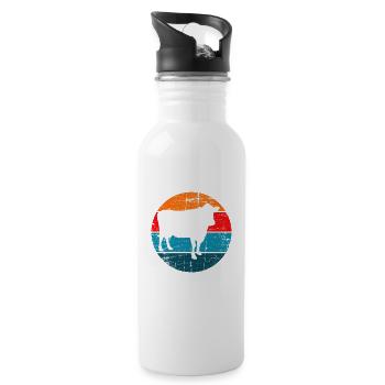 Kuh Retro Muh Landwirt Milch Bauernhof Geschenk - Trinkflasche mit integriertem Trinkhalm - Weiß - Rechts