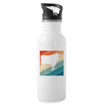Cow Retro Moo Farmer Milk Farm Gift - Water bottle with straw - white - Right