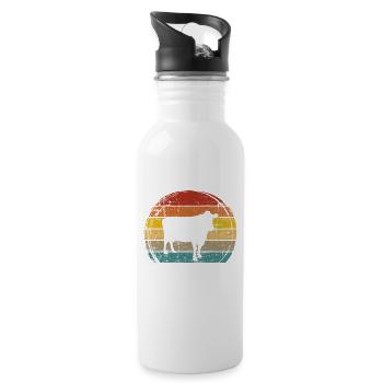 Kuh Retro Muh Landwirt Milch Bauernhof Geschenk - Trinkflasche mit integriertem Trinkhalm - Weiß - Rechts