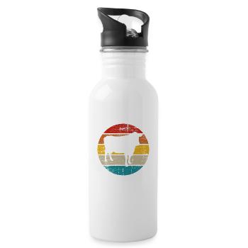 Kuh Retro Muh Landwirt Milch Bauernhof Geschenk - Trinkflasche mit integriertem Trinkhalm - Weiß - Rechts