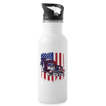Excavator duty cycle crawler crane excavator operator - Water bottle with straw - white - Right