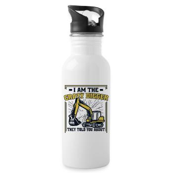 I'm The Crazy Digger Duty cycle crawler crane - Water bottle with straw - white - Right