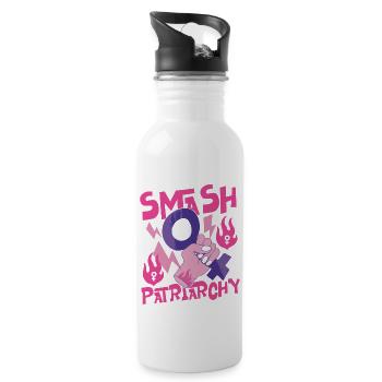 Feminist Smash Patriarchy - Trinkflasche mit integriertem Trinkhalm - Weiß - Rechts