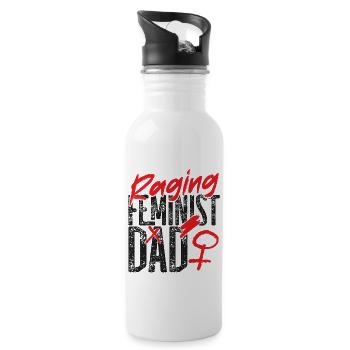 Feminist Dad Raging Feminist Dad - Trinkflasche mit integriertem Trinkhalm - Weiß - Rechts