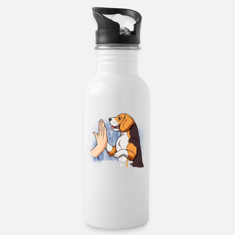 Beagle - Trinkflasche mit integriertem Trinkhalm - Weiß