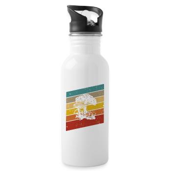 Pilz Pilze Steinpilz Fliegenpilz Retro Geschenk - Trinkflasche mit integriertem Trinkhalm - Weiß - Rechts
