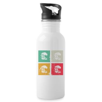 Pilz Pilze Steinpilz Fliegenpilz Retro Geschenk - Trinkflasche mit integriertem Trinkhalm - Weiß - Rechts