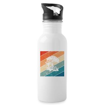 Mushroom Mushrooms Boletus Toadstool Retro Gift - Water bottle with straw - white - Right