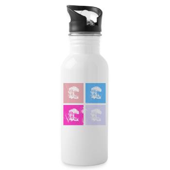 Pilz Pilze Steinpilz Fliegenpilz Retro Geschenk - Trinkflasche mit integriertem Trinkhalm - Weiß - Rechts